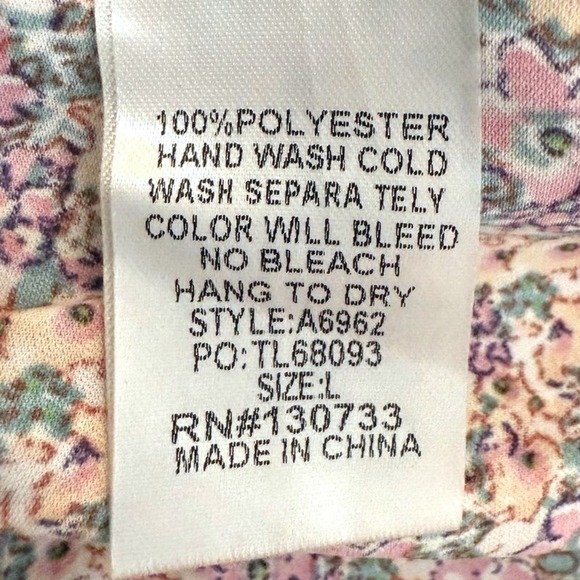 Umgee Womens Pink Floral Tiered High Low Sleeveless Ruffle Tie Neck Dress L NEW - Picture 6 of 6